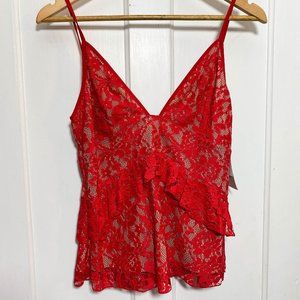 NWT Red Lace French Connection Blouse